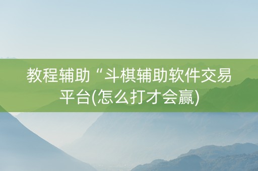 教程辅助“斗棋辅助软件交易平台(怎么打才会赢)