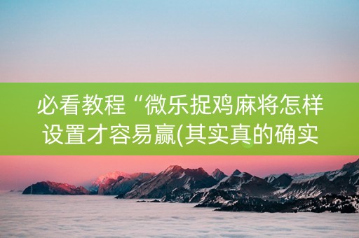 必看教程“微乐捉鸡麻将怎样设置才容易赢(其实真的确实有挂)
