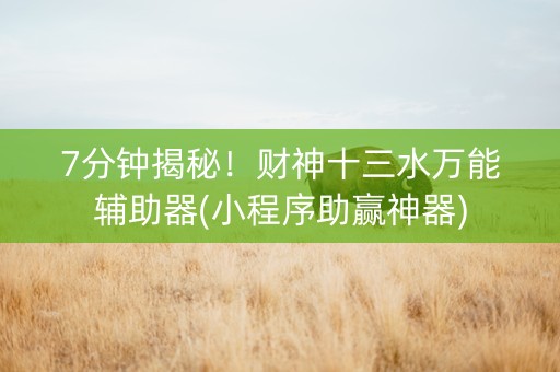 7分钟揭秘！财神十三水万能辅助器(小程序助赢神器)