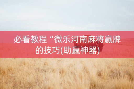 必看教程“微乐河南麻将赢牌的技巧(助赢神器)