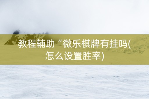 教程辅助“微乐棋牌有挂吗(怎么设置胜率)
