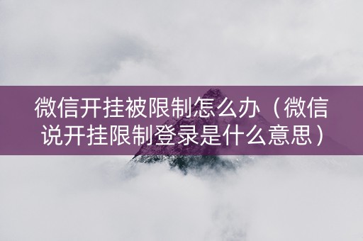 微信开挂被限制怎么办（微信说开挂限制登录是什么意思）