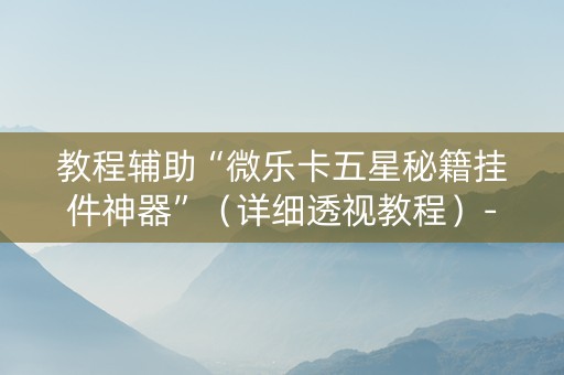 教程辅助“微乐卡五星秘籍挂件神器”（详细透视教程）-哔哩哔哩