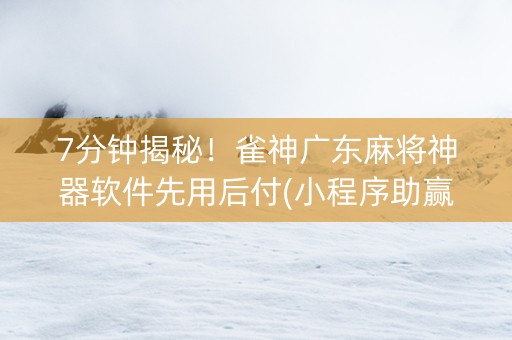 7分钟揭秘！雀神广东麻将神器软件先用后付(小程序助赢神器)