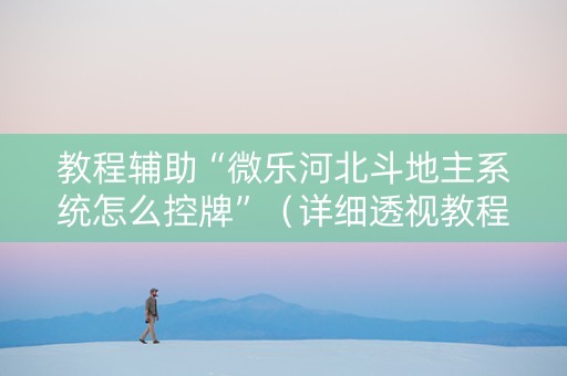 教程辅助“微乐河北斗地主系统怎么控牌”（详细透视教程）-哔哩哔哩