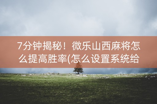 7分钟揭秘！微乐山西麻将怎么提高胜率(怎么设置系统给你好牌)