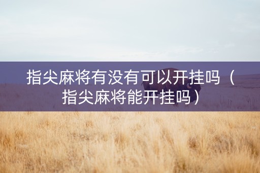 指尖麻将有没有可以开挂吗（指尖麻将能开挂吗）