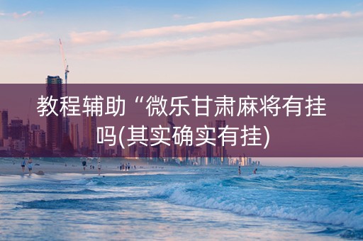 教程辅助“微乐甘肃麻将有挂吗(其实确实有挂)