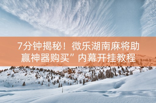 7分钟揭秘！微乐湖南麻将助赢神器购买”内幕开挂教程