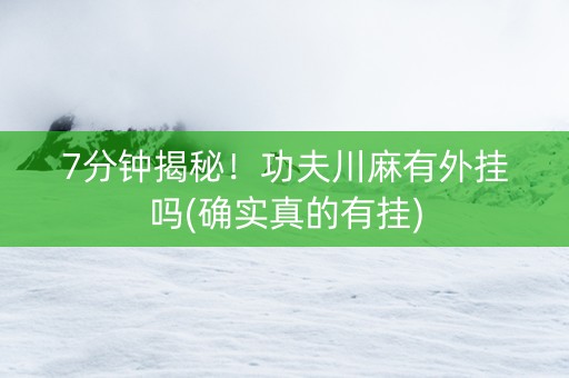 7分钟揭秘！功夫川麻有外挂吗(确实真的有挂)