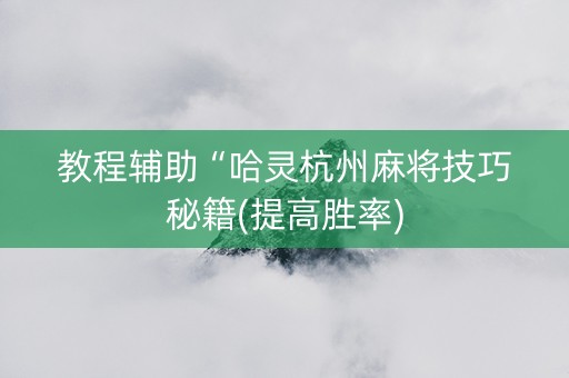 教程辅助“哈灵杭州麻将技巧秘籍(提高胜率)