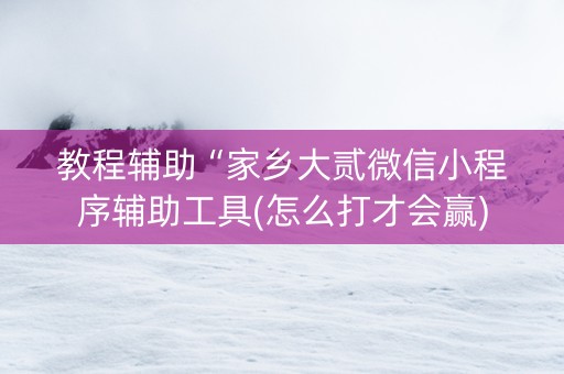 教程辅助“家乡大贰微信小程序辅助工具(怎么打才会赢)