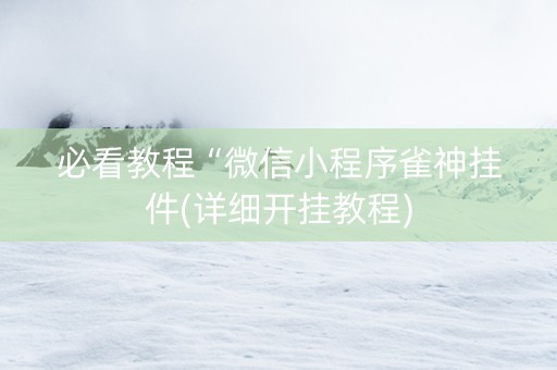 必看教程“微信小程序雀神挂件(详细开挂教程)