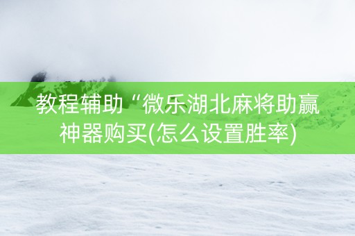 教程辅助“微乐湖北麻将助赢神器购买(怎么设置胜率)