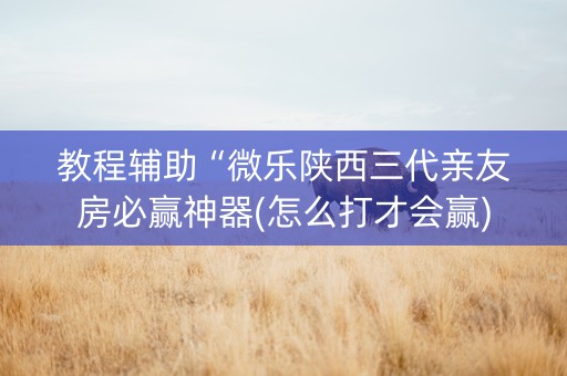 教程辅助“微乐陕西三代亲友房必赢神器(怎么打才会赢)