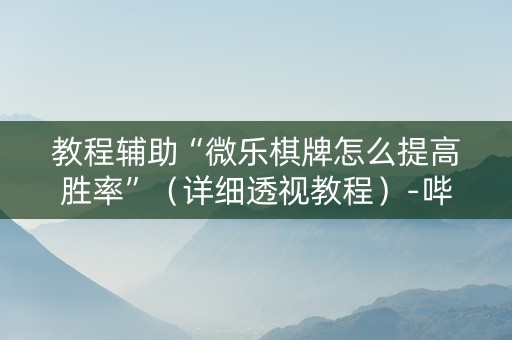 教程辅助“微乐棋牌怎么提高胜率”（详细透视教程）-哔哩哔哩