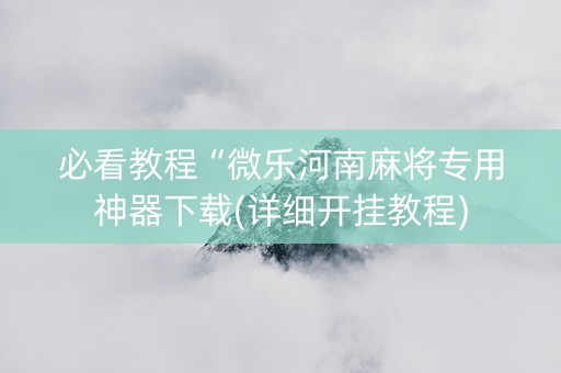 必看教程“微乐河南麻将专用神器下载(详细开挂教程)