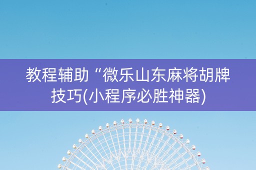 教程辅助“微乐山东麻将胡牌技巧(小程序必胜神器)
