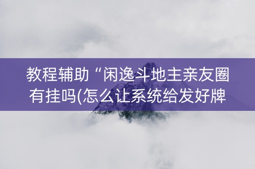 教程辅助“闲逸斗地主亲友圈有挂吗(怎么让系统给发好牌)