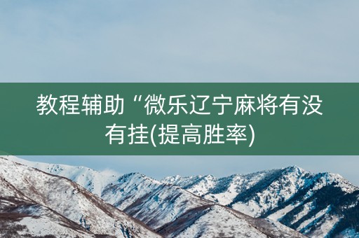 教程辅助“微乐辽宁麻将有没有挂(提高胜率)