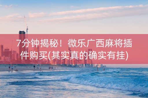 7分钟揭秘！微乐广西麻将插件购买(其实真的确实有挂)