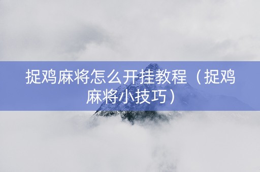 捉鸡麻将怎么开挂教程（捉鸡麻将小技巧）