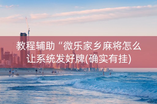 教程辅助“微乐家乡麻将怎么让系统发好牌(确实有挂)