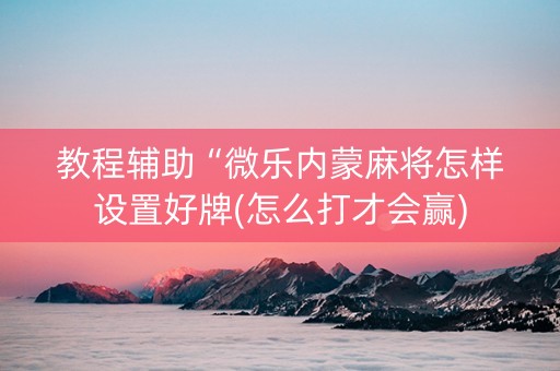 教程辅助“微乐内蒙麻将怎样设置好牌(怎么打才会赢)