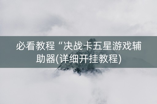 必看教程“决战卡五星游戏辅助器(详细开挂教程)