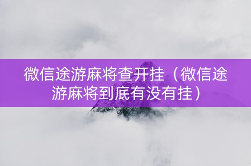 微信途游麻将查开挂（微信途游麻将到底有没有挂）