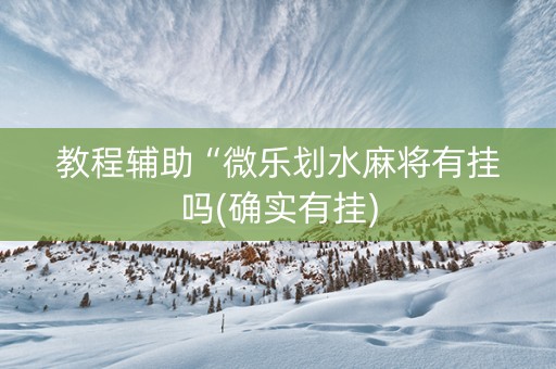教程辅助“微乐划水麻将有挂吗(确实有挂)