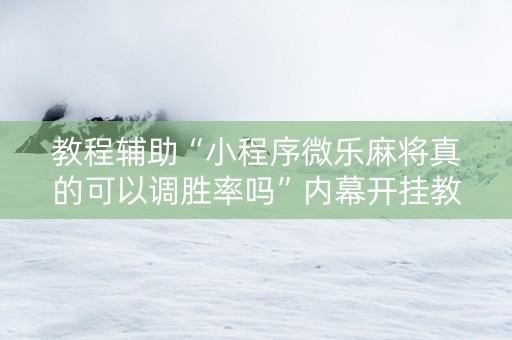 教程辅助“小程序微乐麻将真的可以调胜率吗”内幕开挂教程