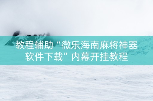 教程辅助“微乐海南麻将神器软件下载”内幕开挂教程
