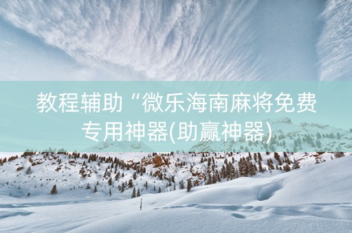 教程辅助“微乐海南麻将免费专用神器(助赢神器)