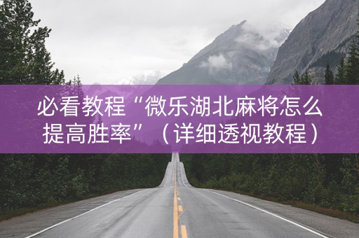 必看教程“微乐湖北麻将怎么提高胜率”（详细透视教程）-哔哩哔哩