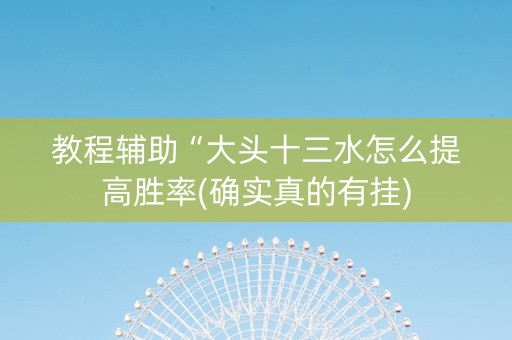 教程辅助“大头十三水怎么提高胜率(确实真的有挂)