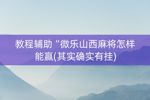教程辅助“微乐山西麻将怎样能赢(其实确实有挂)