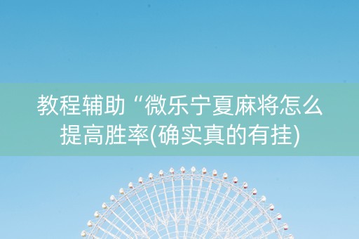 教程辅助“微乐宁夏麻将怎么提高胜率(确实真的有挂)