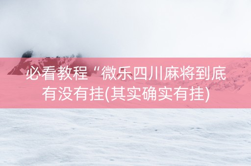 必看教程“微乐四川麻将到底有没有挂(其实确实有挂)