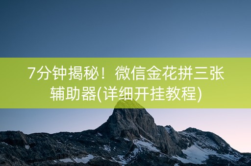 7分钟揭秘！微信金花拼三张辅助器(详细开挂教程)