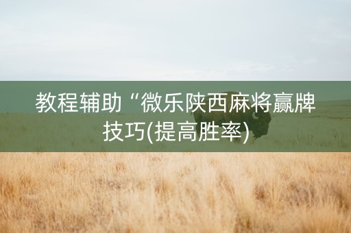 教程辅助“微乐陕西麻将赢牌技巧(提高胜率)