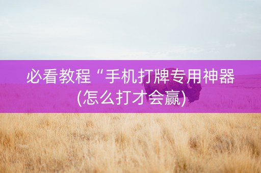 必看教程“手机打牌专用神器(怎么打才会赢)