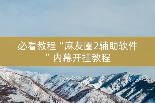 必看教程“麻友圈2辅助软件”内幕开挂教程