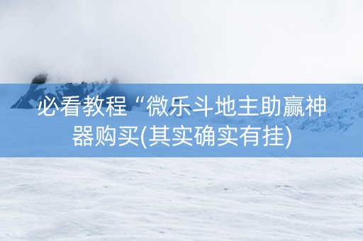 必看教程“微乐斗地主助赢神器购买(其实确实有挂)