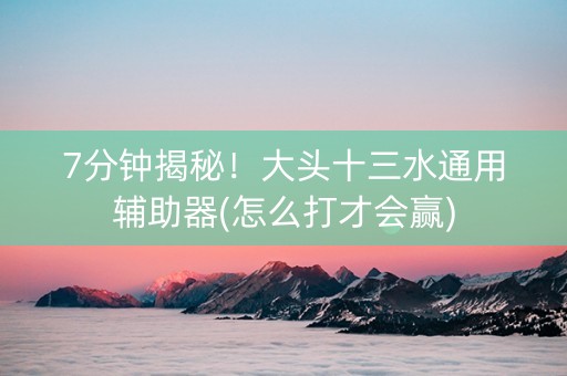 7分钟揭秘！大头十三水通用辅助器(怎么打才会赢)