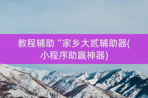 教程辅助“家乡大贰辅助器(小程序助赢神器)