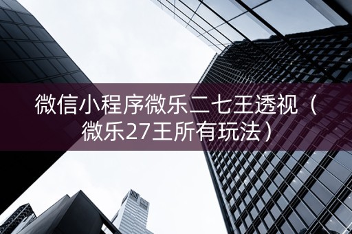 微信小程序微乐二七王透视（微乐27王所有玩法）