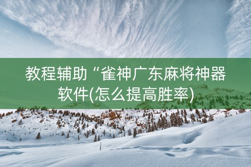 教程辅助“雀神广东麻将神器软件(怎么提高胜率)