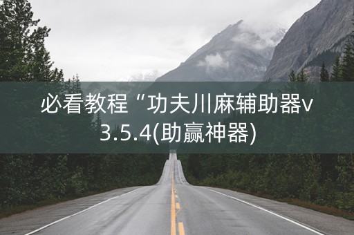 必看教程“功夫川麻辅助器v3.5.4(助赢神器)