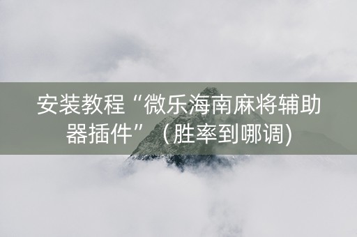安装教程“微乐海南麻将辅助器插件”（胜率到哪调)